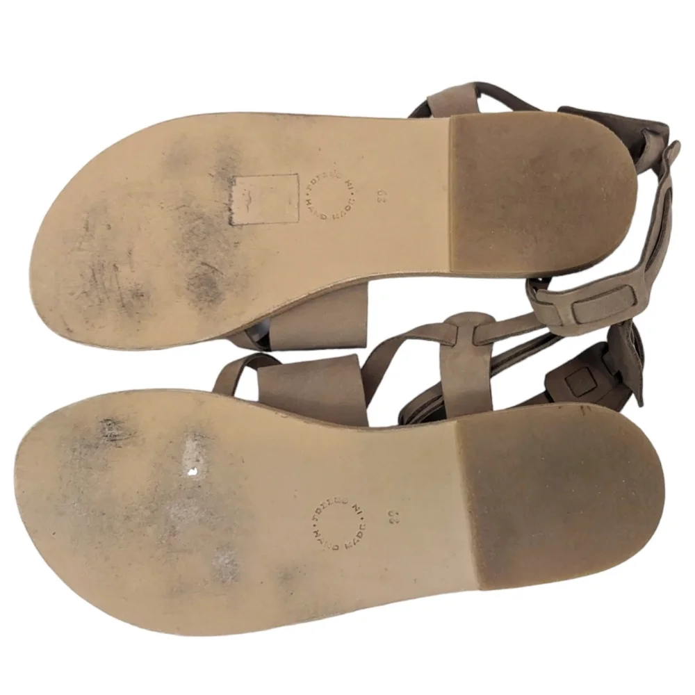 Valia Gabriel Leather Strappy Sandals Anthropologie Womens 39 Hand Made Tan - Picture 3 of 12